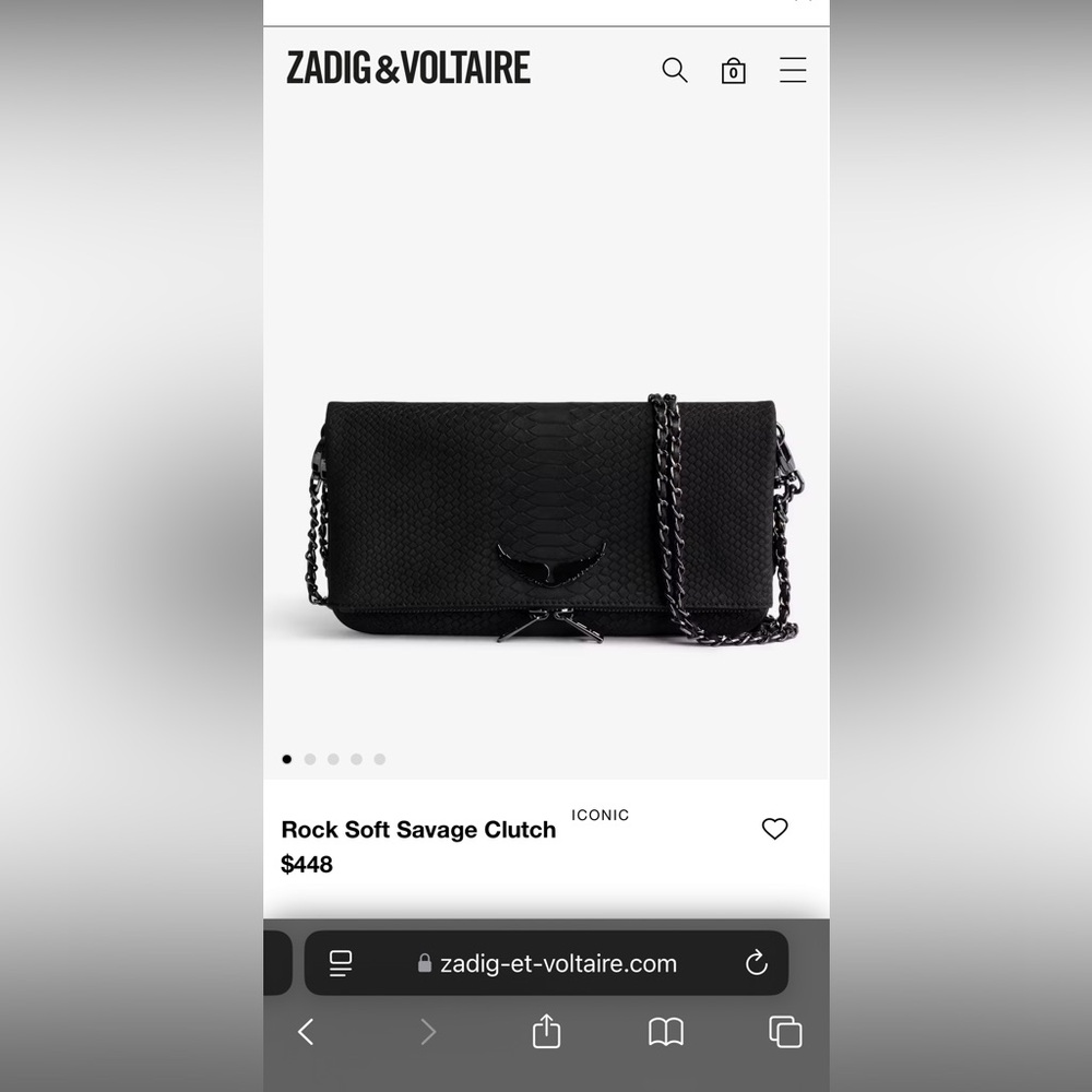 Zadig & Voltaire Black Rock Soft Savage Clutch